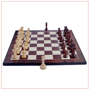 Aristocrat Series 4&quot; Luxury Staunton Chessmen in Padouk wood and Boxwood with Chess Board