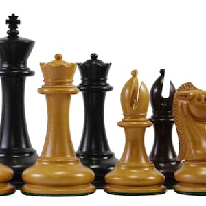 Overstamped Series 3.5&quot; Reproduction Antiqued Ebony Chessmen