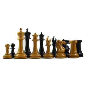 Emil Kemeny 1892-93 Reproduction Staunton Chess Set 3.75&quot; Antiqued & Ebonnised Box wood