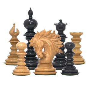 Raging Stallions Series Luxury Staunton Ebony Wood Chessmen - 4.4&quot; King