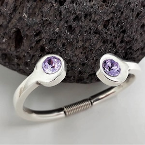 Pulsera de plata Swarovski, brazalete abierto llamativo estilo uno de 50, brazalete de metal grueso ajustable, brazalete de cristal, regalo de Navidad