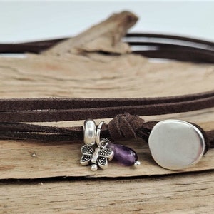 Leather choker necklace, wrap leather womens necklace, comfort boho butterfly gemstone choker, bohemian everyday leather choker, gift idea