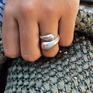 Doppel Tropfen Sterling Silber Ring, verstellbare offene Band