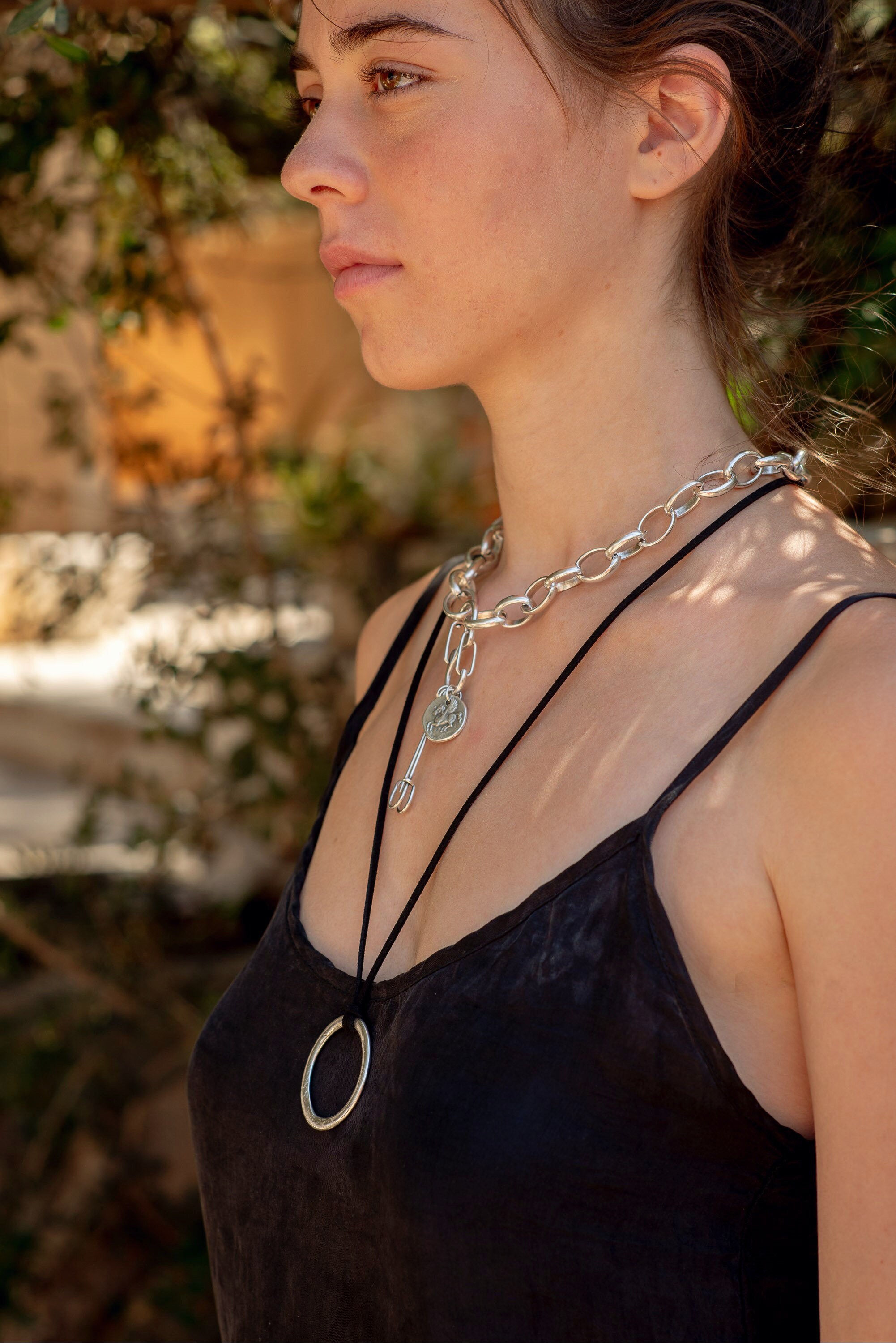 [SHOVEOFF] Silver Coin Oval Initial Necklace ★人気★ Designer fashion, Seoul-fully created | W Concept