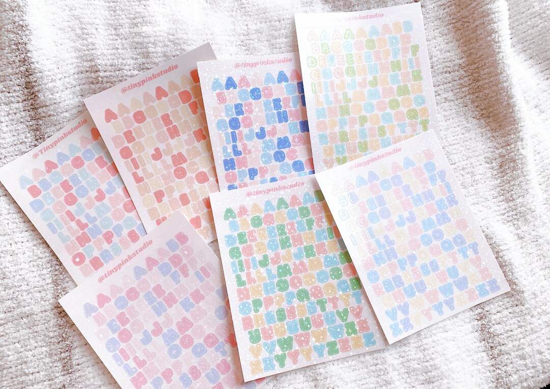 Holographic Bubble Letter Stickers 1 NEW Etsy