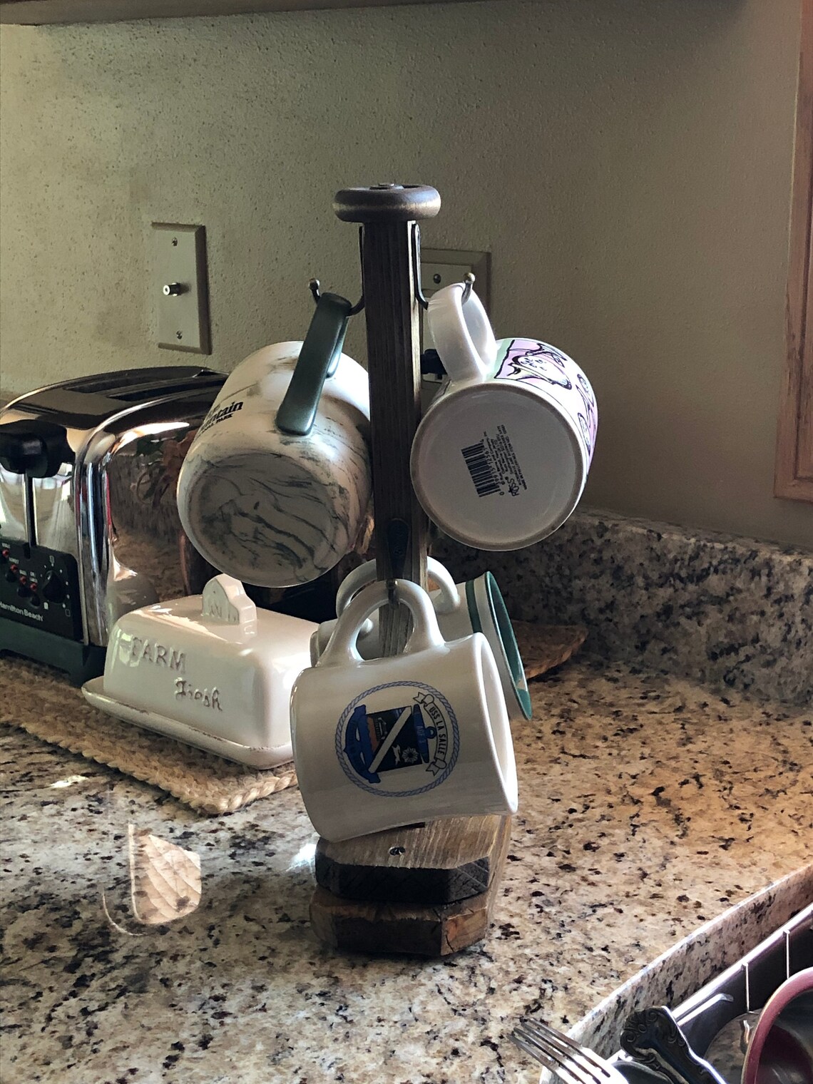 Soporte de taza de café de pie / madera afligida / decoración | Etsy