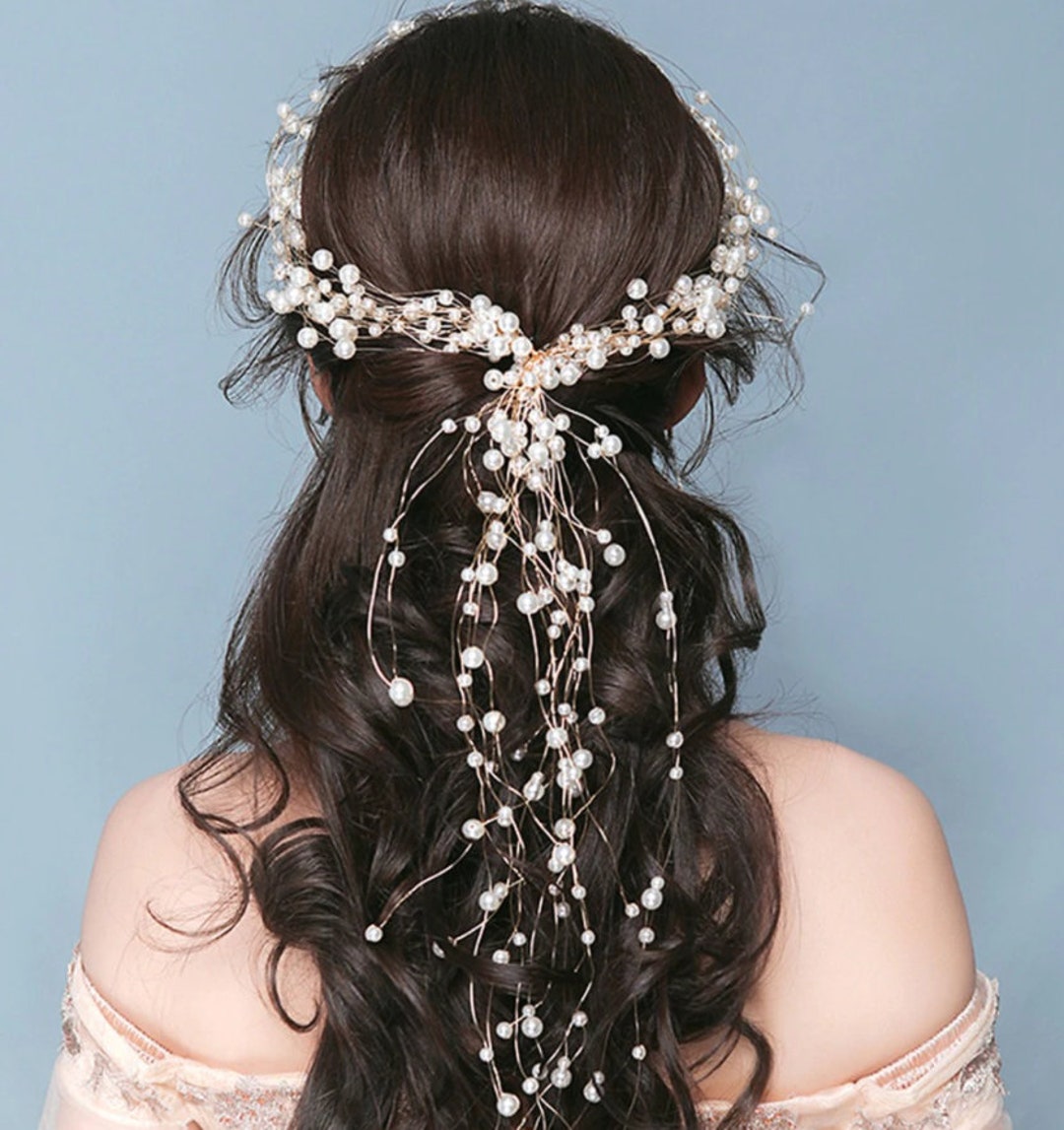 Peals Bridal Hairpiece Vine Wedding Hair Accessory Bridal Etsy
