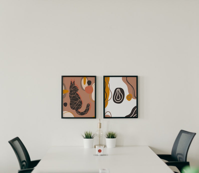 Abstract Cat Lover Print