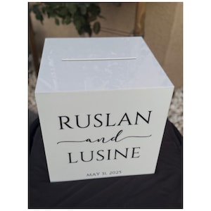Acrylic Card Box, Personalized Wedding Card Box With Lock and Key, Custom Card Box, Wedding Card Holder, Card Box, White Acrylic Card Box
