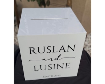 Acrylic Card Box, Personalized Wedding Card Box With Lock and Key, Custom Card Box, Wedding Card Holder, Card Box, White Acrylic Card Box