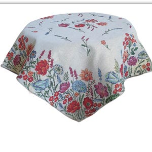 Beautiful Table Topper for your living room, Gobelin Tablecloth, Wild Flowers Rustic Decor, Easter Tablecloth, Garden Party, 34x34", 85x85 c