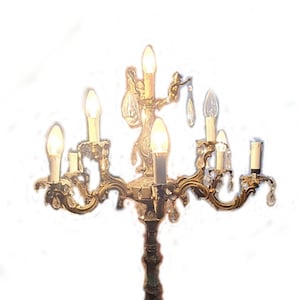 French Lamp,Glass Table Lamp, French Brass Gooseneck Lamp, 10 Light, Glass Ecri Shade, Florentine Lamp, Victorian Style Desk Lamp 72&quot;, 170cm