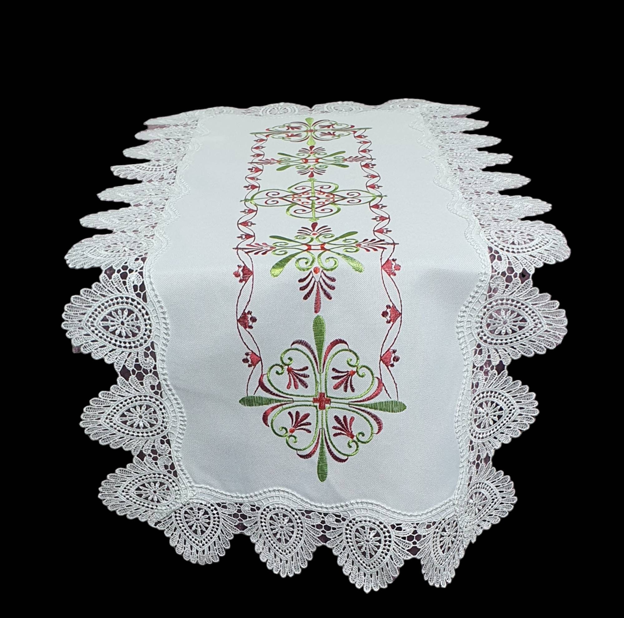 Tischläufer Mit Stickerei & Quasten – Polyester, 40x90 Cm, Für Esszimmer