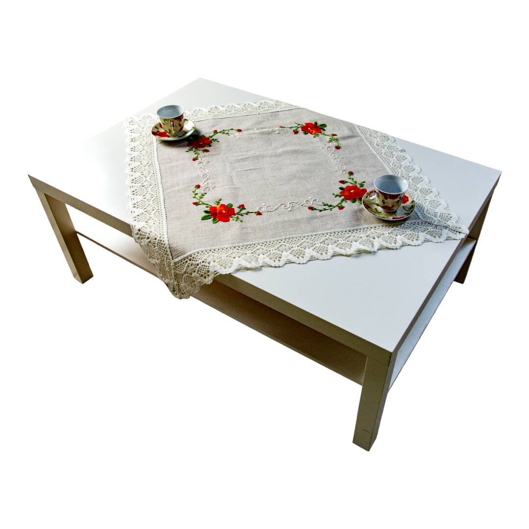 Linen Table Topper With LACE Summer Table Topper Embroidered Etsy UK