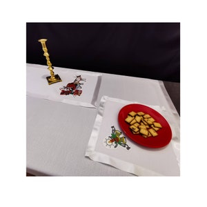 Christmas Set Christmas Tablecloth 64x88 inch, 1x Runner, 8x Placemat, set of 10 pcs, White Border, Christmas Decor Tablecloth, 160x220 cm
