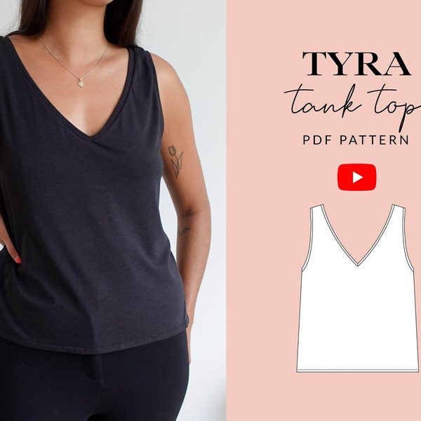 Tank Top Sewing Pattern | Sizes 6-32 | Tyra Tank | Digital PDF | Instant Download | Tammy Handmade | Women's Jersey Sleeveless Vest Blouse