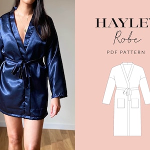 Hayley Robe Sewing Pattern PDF | Sizes 6-32 | Size Inclusive | Video Tutorial |  Stylish Dressing Gown Bathrobe | Projector File