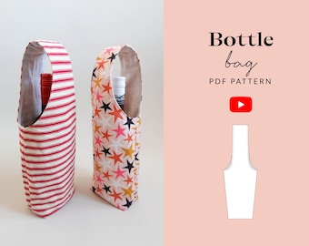 Easy Wine Bottle Bag Sewing Pattern PDF | Video Tutorial | Water Bottle Bag | Gift Accessory | Beginner Friendly