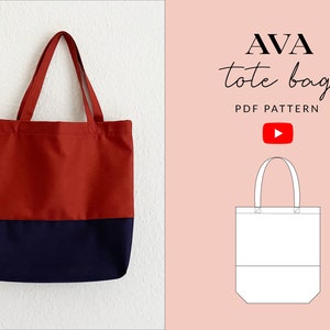 Tote Bag Easy PDF Sewing Pattern | Sewing Gift | Christmas gift DIY | Book bag | Everyday bag | Beginner sewing | Shopping Bag pattern