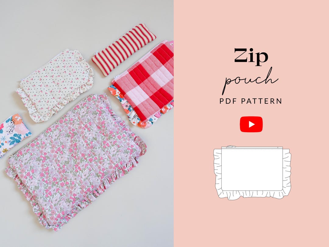 Zip Pouch Sewing Pattern PDF | Video Tutorial | Quilted Zip Pouch | 5 ...