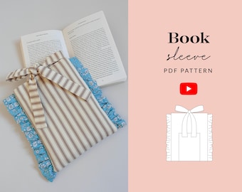 Book Sleeve Sewing Pattern PDF | Video Tutorial | Quilted Book Sleeve with Ties | Gift Accessory | Beginner Friendly