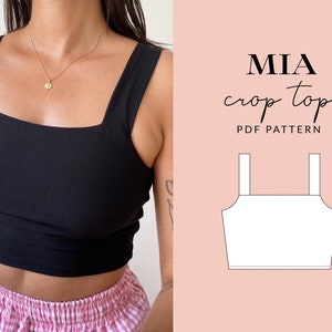 Mia Crop Top Sewing Pattern | Sizes 6-24 | Square Neck | Digital PDF | Instant Download | Tammy Handmade
