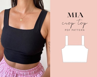 Mia Crop Top Sewing Pattern | Sizes 6-24 | Square Neck | Digital PDF | Instant Download | Tammy Handmade