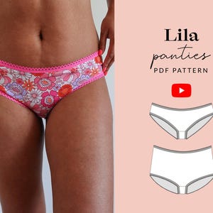 Lila Panties Sewing Pattern PDF | Sizes 6-32 | Size Inclusive | Video Tutorial | Easy Underwear Knickers Briefs Lingerie Pattern Projector