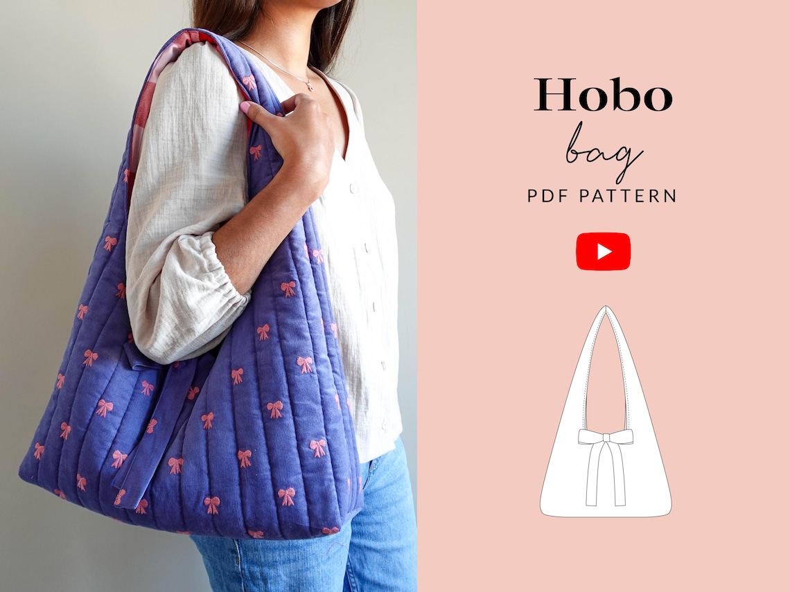 Hobo Bag Sewing Pattern PDF | Video Tutorial | Slouchy Bag | Shoulder ...