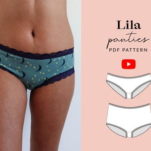 Lila Panties Sewing Pattern PDF | Sizes 6-32 | Size Inclusive | Video Tutorial | Easy Underwear Knickers Briefs Lingerie Pattern Projector