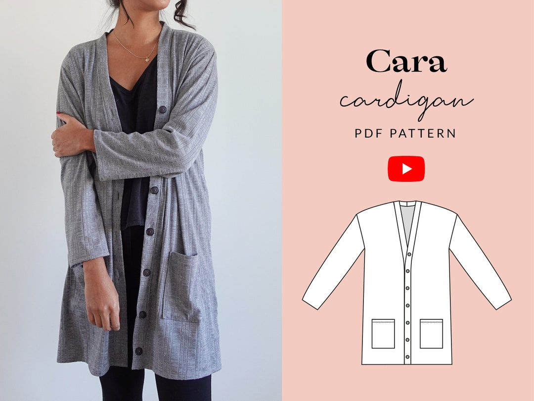 Easy Cardigan Sewing Pattern PDF Sizes 632 Dropped Etsy