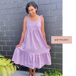 Rhea Dress Sewing Pattern PDF Sizes 6-24 Summer Holiday Midi Dress Gathered Waist Ruffled Hem image 7