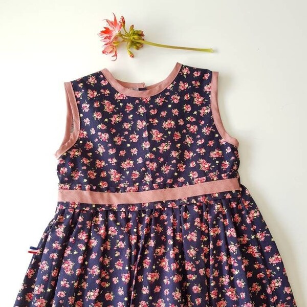 Robe fillette bébé 12 mois été liberty fleurs rose