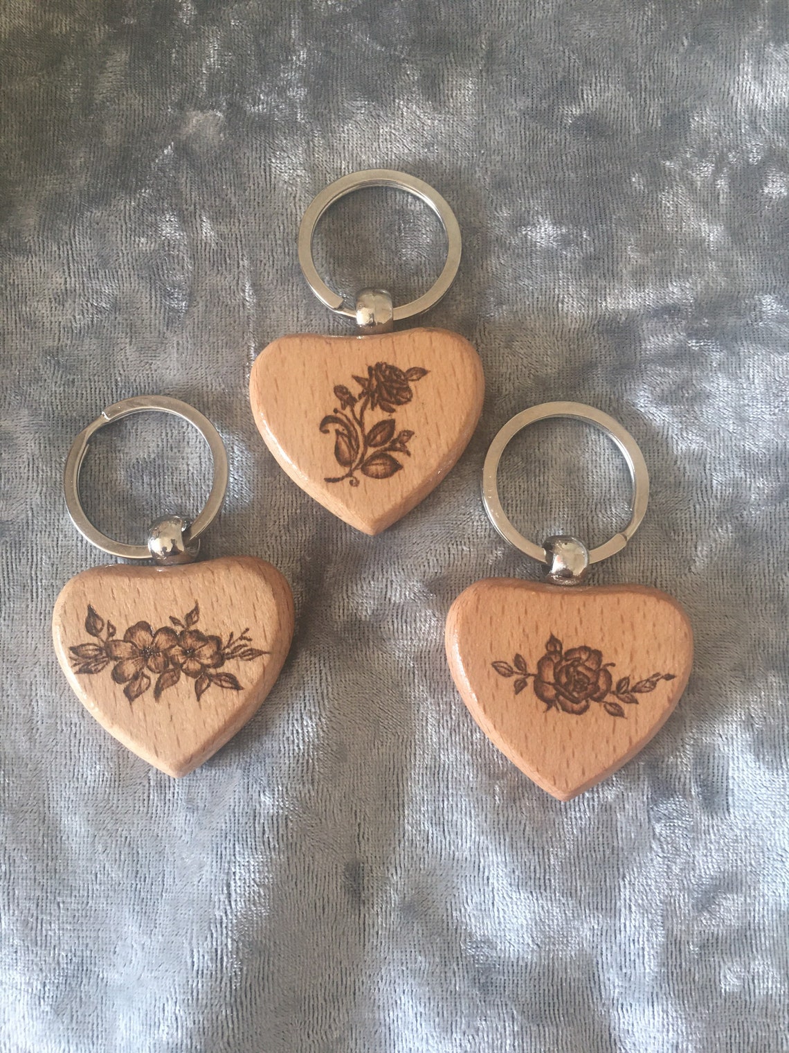 Wooden keyring heart shaped keyring keychain wood burned Etsy