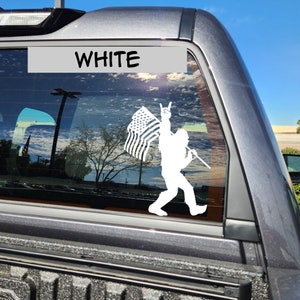 Big Foot Sasquatch With American Flag Permanent Vinyl Decal
