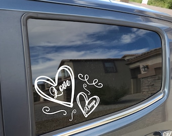 Love Always Displayed Within Hearts Permanent Vinyl Decal