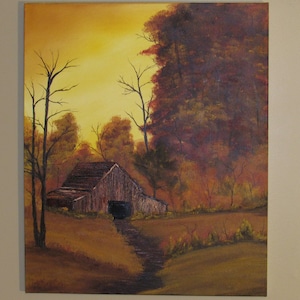 20"x24" | Old Weathered Barn | Bob Ross inspired oil painting on canvas