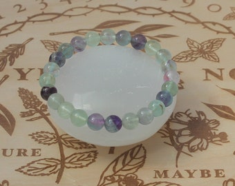 Bracelet élastique Pierre Semi Précieuse : Fluorite de grade AA perles de 8mm