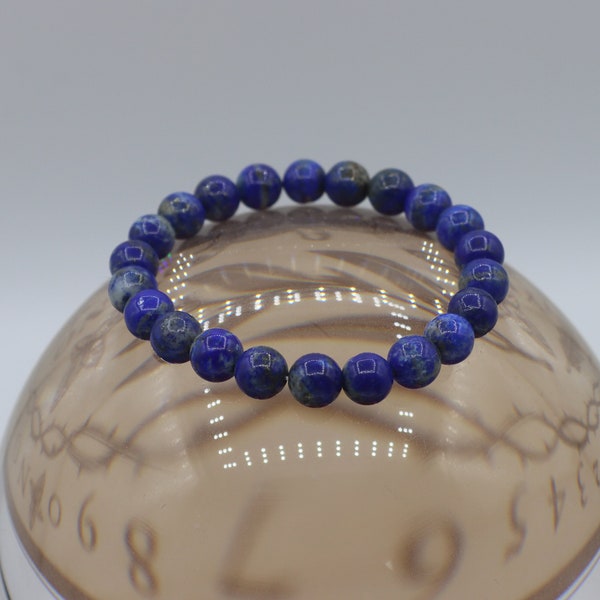 Bracelet élastique de perles de 8mm en Lapis Lazuli de grade AA