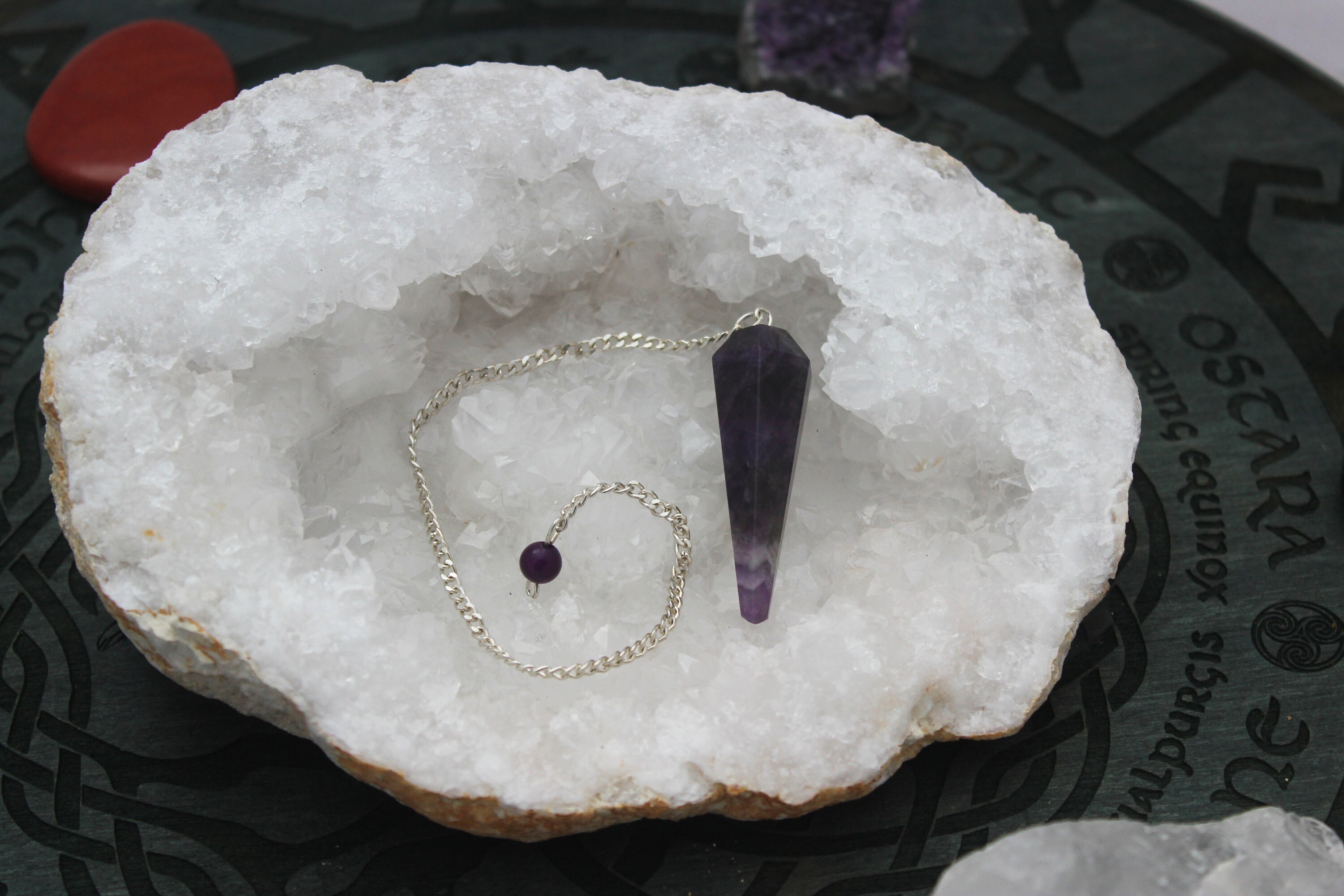 Pendule Pierre Semi-Précieuse Quartz Blanc ou Améthyste