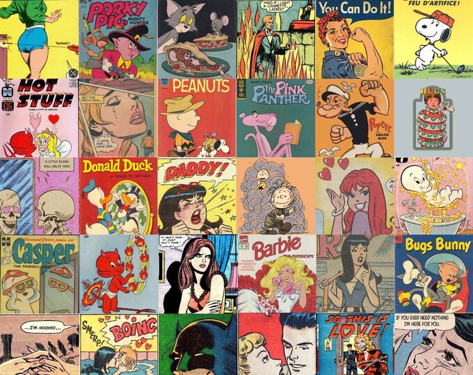 Retro Vintage Comic Wall Collage Kit Trendy Aesthetic Etsy