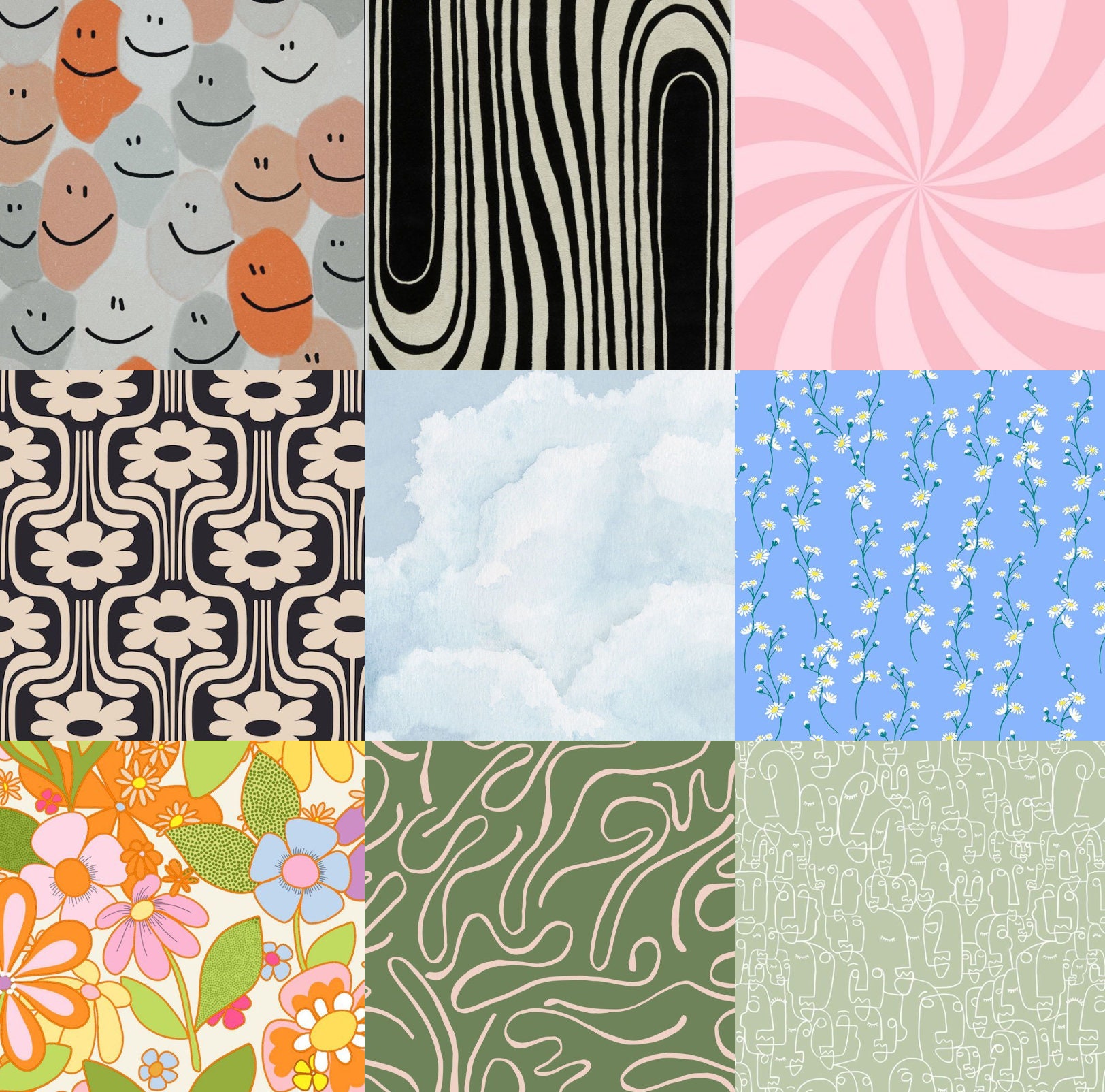 Indie Pattern wall collage kit trendy aesthetic art | Etsy