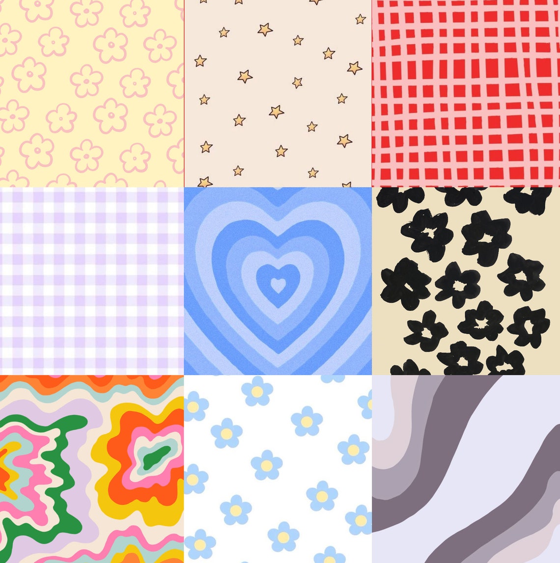 Indie Pattern wall collage kit trendy aesthetic art | Etsy