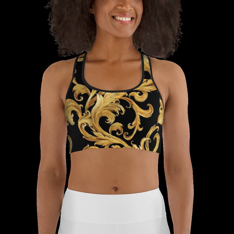 Gold/black Active Binder/sports Bra Etsy