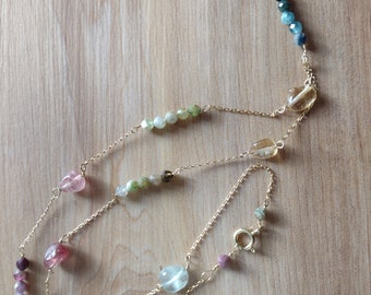 perla centrale e quarzi rosa collana argento 925 tecnica rosario con tormaline rosa