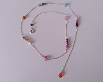 perla centrale e quarzi rosa collana argento 925 tecnica rosario con tormaline rosa