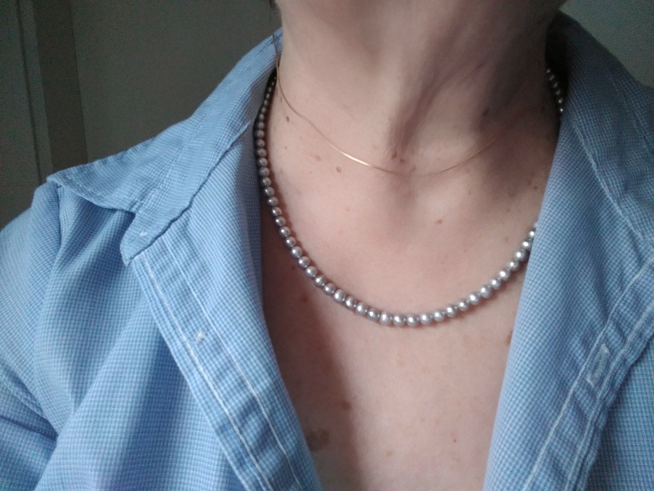 Collana di vere perle naturali grigio argento rotonde AAA da Etsy España