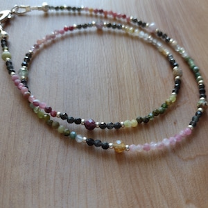 collana tormalina multicolore e agata nera