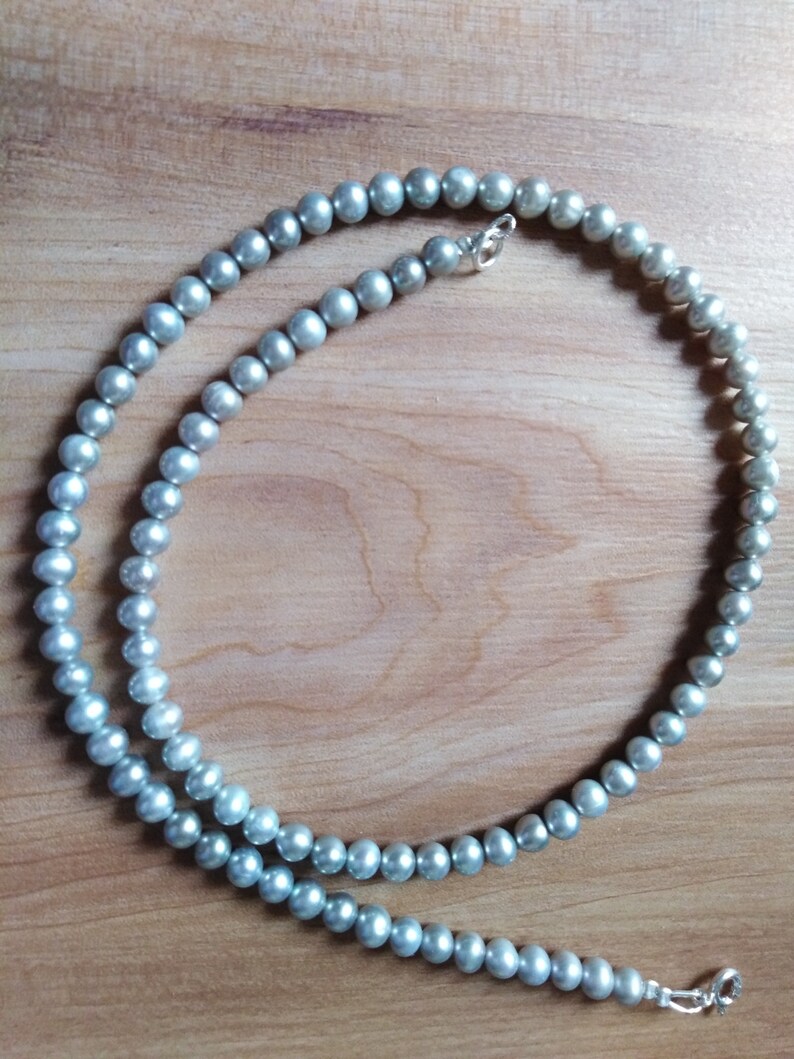 Collana di vere perle naturali grigio argento rotonde AAA da Etsy España