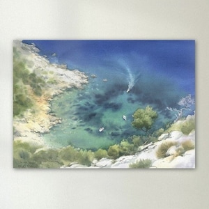 Poster "Mallorca Strand", Maritimer Kunstdruck, Aquarelle Print